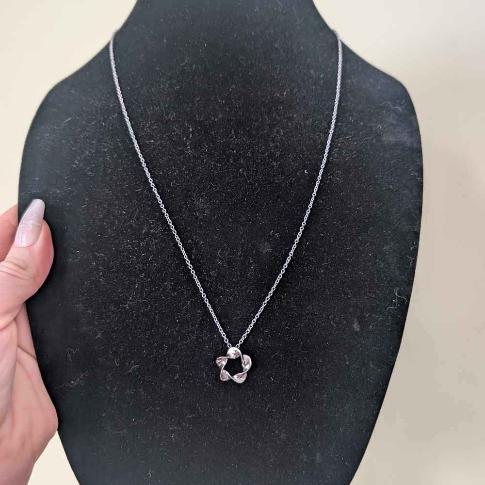 Stamped 925 Silver Necklace with Knot Pendant
